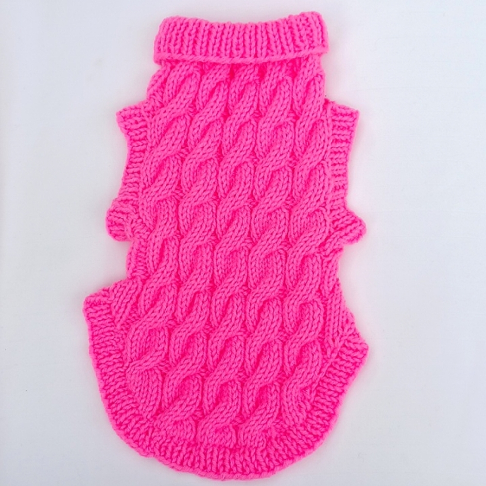 Handmade Knit Cabled Dog Coat NEW- Sz. Sm